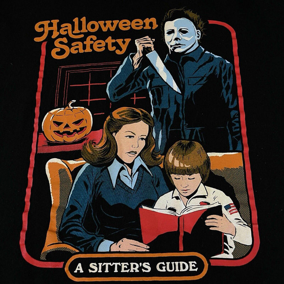 Halloween Graphic Shirt Adult Large Horror Sitters Guide Novelty Michael Myers - Picture 3 of 7